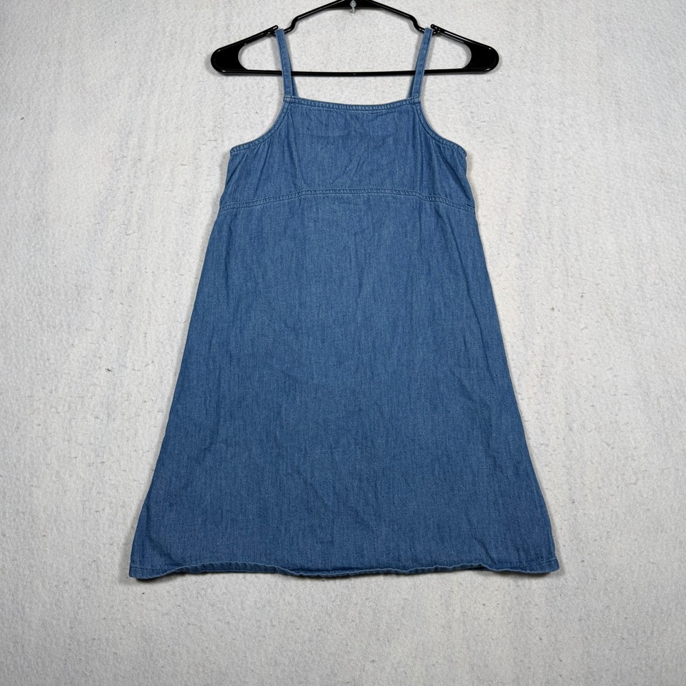 Old Navy Girls Blue Chambray Cotton Dress Smocked Back L 10-12 428905-00